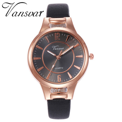 

Vansvar Ladies Clock Quartz Wristwatches Reloj Casual Leather Thin Band Hours Watch Fashion Luxury Ladies Woman Watches 533