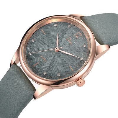

RM Luxury Fashion Lady Leather Belt Watch Leaf Texture Analog Quartz Watch