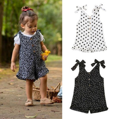 

US Baby Girl Summer Overall Polka Dots Romper Toddler Kids Bodysuit Playsuit