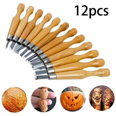 

12 Piece Wood Carving Hand Chisel Tool Set Professional Woodworking Gouges Steel