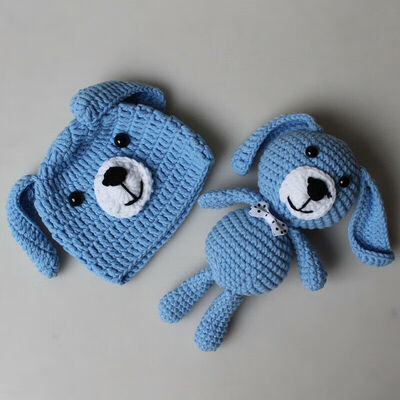 

2Pcs Set Small Animal Shape HatToy Newborn Baby Boys Girls Photography Props
