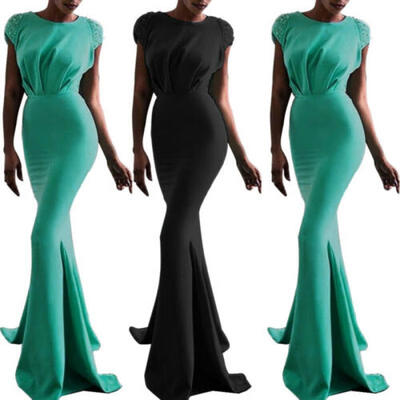 

Womens Formal Wedding Bridesmaid Sequins Ruffles Evening Party Ball Gown Dress
