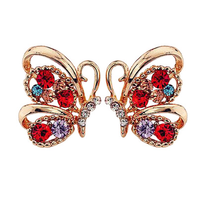 

New Fashion Women Lady Causal Elegant Butterfly Crystal Rhinestone Ear Stud Earrings Party Jewelry Gifts