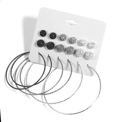 

Womens Girls Assorted Multiple Stud Earrings 9 Pair Pack Sets With Card