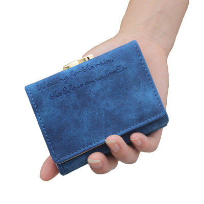 

Fashion Women Solid Color Short Wallet Multi Slots Faux Leather Purse