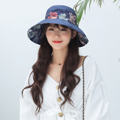 

New Dual Pure Cotton Printed Foldable Cloth Cap for Sunshade Hat Female Summer