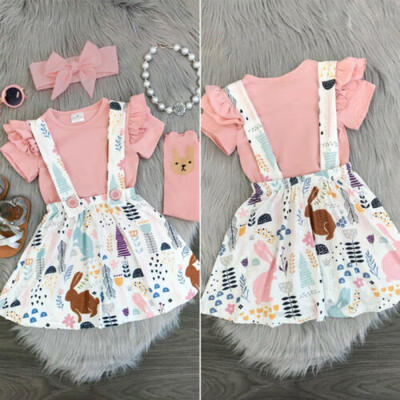 

Kids Baby Girl Ruffle Tops Suspender Tutu Skirt Dress Outfit Clothes