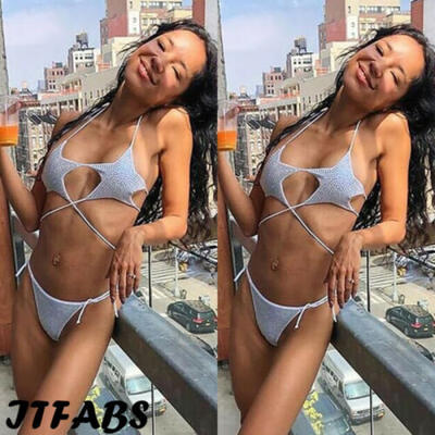 

UK Women Summer Swimwear Sexy Bandage Star Sequins Swimsuit Beach Bathing Bikini