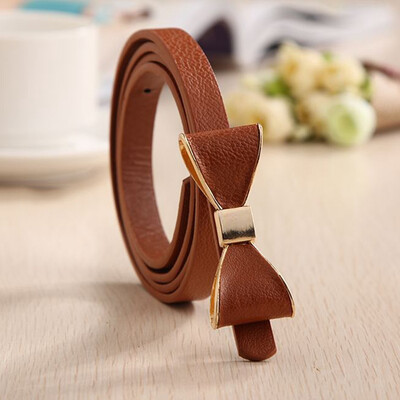 

WomenS Fashion Cute Sweet Candy Colors Bow Knot Pu Leather Thin Skinny Waistband Belt
