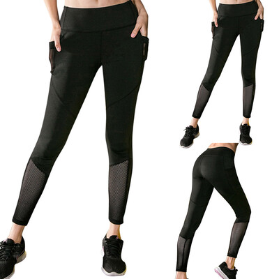 

Tailored Women Solid Tight Sport Pocket Yoga Pants Ladies Hips High Waist Thread Pants