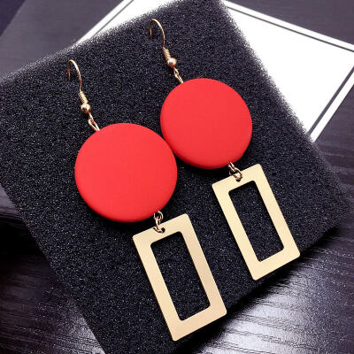 

Korean Round Wooden Earrings Long Statement Geometric Rectangular Dangle Drop Earrings For Women Fashion Jewelry 2019 Oorbellen