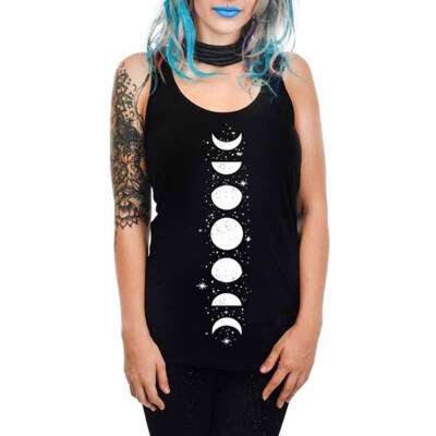 

Women Crew Neck Sleeveless Sling Vest T-shirt Tops Punk Gothic Tank Tee Shirt