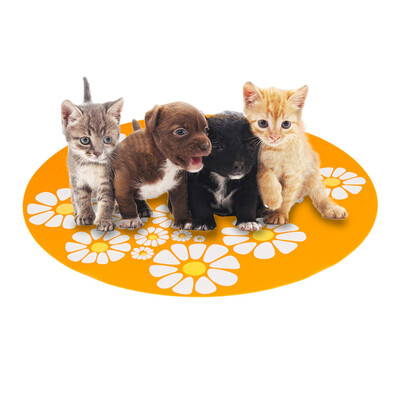 

Gobestart Small Flower Pet Water Dispenser Silicone Pet Mat Anti-Splash Anti-Slip Pet Mat