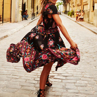 

Women Long Boho Maxi Evening Party Dress Chiffon Dress Summer Beach Dresses Sexy