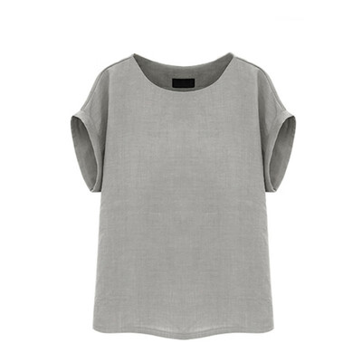

Casual Short Sleeve Women Summer O-neck T Shirt Solid Color T-shirt Loose Unisex T-shirt
