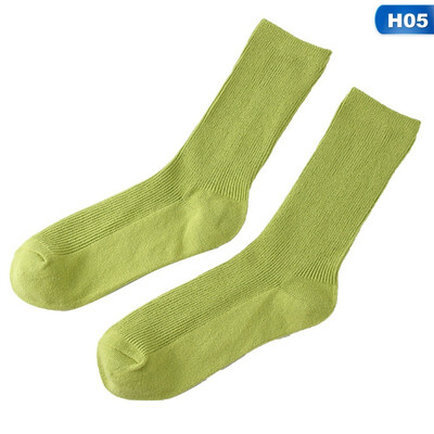 

Autumn Winter Solid color knitting College style Mid tube socks Retro Cotton Socks