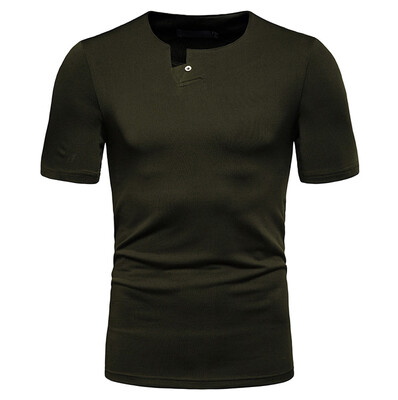 

Toponeto Mens Fashion Summer Solid T Shirt Leaf Short Sleeve Tops Casual Open Shirts