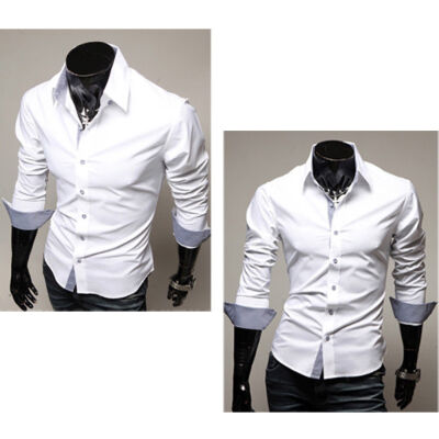 

Fashion Mens Luxury Stylish Casual Dress Shirts Long Sleeve Slim Fit T-Shirts