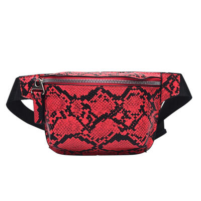 

Snake Print Shoulder Waist Handbags Unisex Leather Fanny Packs Chest Bags