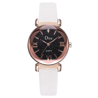 

DISU Luxury Womens Watches Starry Sky Dial Ladies Quartz Wristwatch Leather Strap Fashion Dress Gift Clock Reloj De Mujer