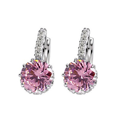 

New 925 Sterling Silver Earrings Bright Austrian Crystal Earrings Elegant Fashion Female Ear Clasp