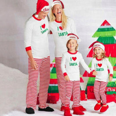 

Family Matching Kids Baby Mom Dad Christmas Pajamas Set Home Lounge TopsPants