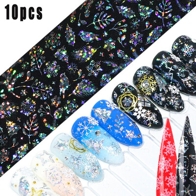

Gobestart Nail Art Christmas Star Paper Ins Black And White Snowflake Christmas Nail 10PCS