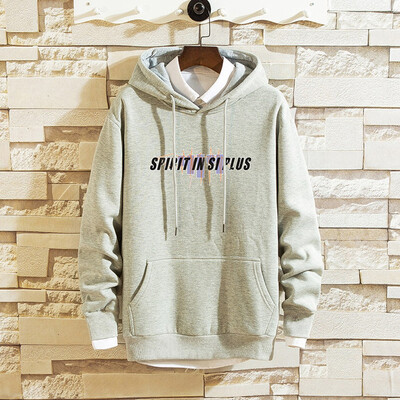 

Gobestart Mens Casual Fashion Letter Print Pullover Hooded Loose Hooded Sweater Coat