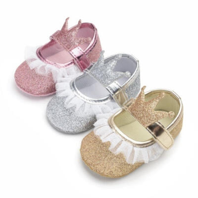 

Newborn Baby Girl Soft Sole Crib Sequins Shoes Sneaker Prewalker First Walkers 0-18M