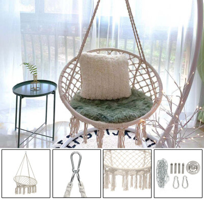 

Round Hammock Swing Hanging Chair Outdoor Indoor Dormitory Bedroom Hanging Chair For Child Adult Safety Hammock with accessories