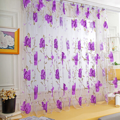 

Gobestart 1 PCS Vines Leaves Tulle Door Window Curtain Drape Panel Sheer Scarf Valances