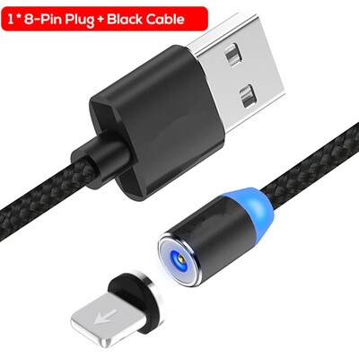 

360 Round Magnetic Charging Cable Micro Type C 3 in 1 Cable for iPhone Samsung Xiaomi Huawei LG 1M 2M Nylon Braided LED Cable