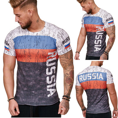 

Toponeto Summer Round Neck Short-sleeved 3D Printing T-shirt Trend World Cup Printing