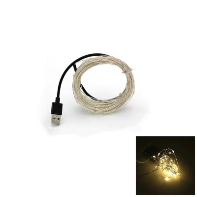 

10M 100-LED Silver Wire Strip Light USB Power Supply Fairy Lights Garlands Christmas Holiday Wedding Party 1PC