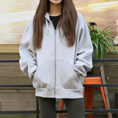

Roseonmyhand Women Hooded Fleece Long Sleeve Loose Casual Zip Pockets Solid Jacket Coat