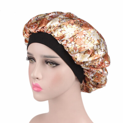 

〖Follure〗Soft Silk Hair Bonnet with Wide Band Comfortable Night Sleep Hat Hair Loss Cap