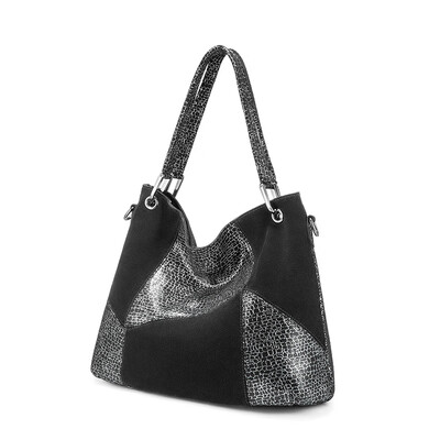 

REALER genuine leather shoulder bag fashion handbags women tote bag hobo ladies high quality female patchwork large capacity