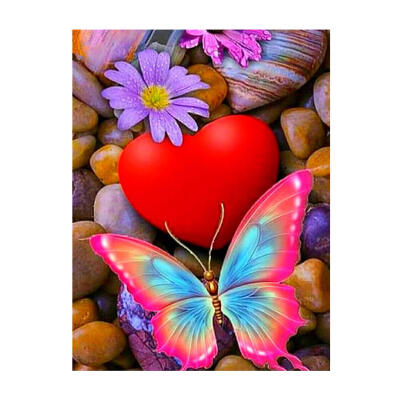 

5D DIY Full Drill Diamond Painting Heart Butterfly Cross Stitch Embroidery