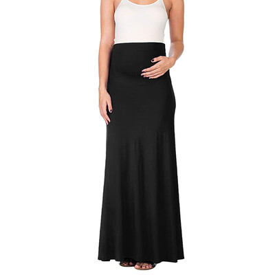 

Women Pregnancy Maternity Maxi Long Skirt High Waist Plain Casual Holiday Dress