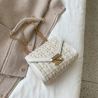 

Ins Early Autumn Retro Small Bag Chain Wool Small Square Bag Womens New 2019 Joker Lock Single Shoulder Messenger Bag