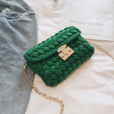 

Ins super fire personality wild bag female 2019 new Korean version of the shoulder slung woven fashion chain small square bag