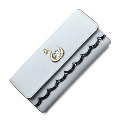 

Ladies Hand-held PU Wallet Women Zipper Swan Long Section Wallet Large Capacity Money Clip Purse Phone Bag