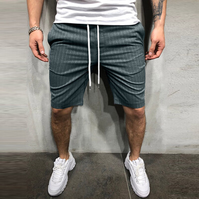 

Tailored Mens Casual Joggers Striped Patchwork Pocket Drawstring Short Pants Trouser