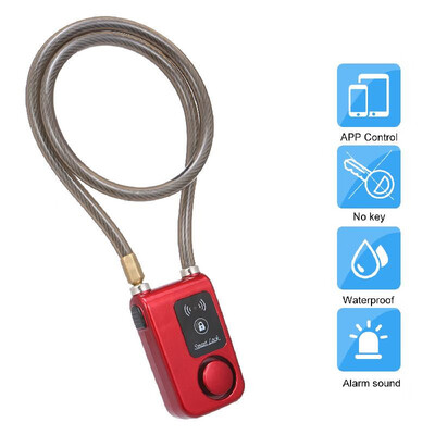 

Keyless BT Lock 80CM Steel Cable Anti Theft Alarm Lock Phone APP Control Smart Lock for Bicycle Motocycle Gate Lock IP55 Waterproo