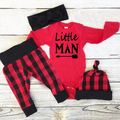 

3PCS Set Newborn Toddler Baby Boy Tops Romper Long Pants Hat Outfits Clothes