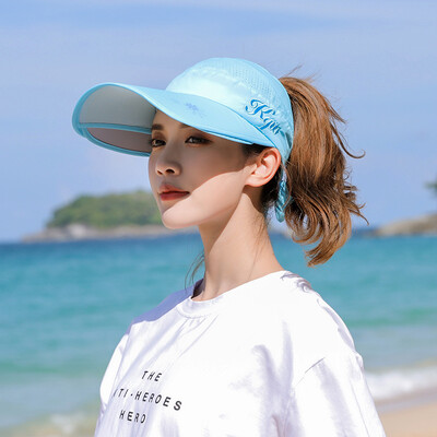 

Hat Female Summer Skytop Sunshade Cap Sunscreen Cap Face Cover Ultraviolet Protection Travel Extensible Sun Cap