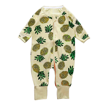 

Newborn Baby Boys Girls Floral Print Zipper Long Sleeve Romper Outfits Clothes