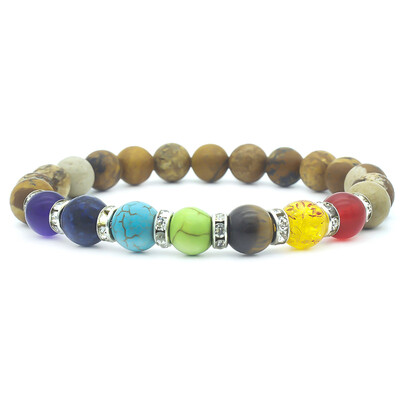 

Chakra Bracelet Black Lava Rock Beads Healing Bracelets Bangles For Unisex Women Men Yoga Jewelry