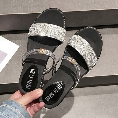 

Sandals flat sole Korean edition one shoe two-heeled shoes simple&easy to wear Chic studentssandals in summer