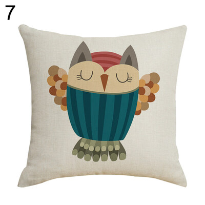 

Cute Owl Linen Throw Pillow Case Cushion Cover Sofa Bed Car Cafe Office Decor